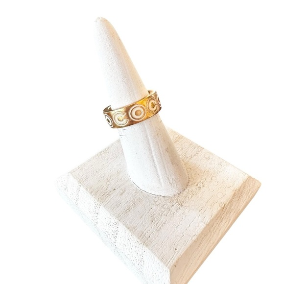 Authentic CHANEL Gold & White Gold Plated Coco Ring Size 6 - Picture 4 of 7